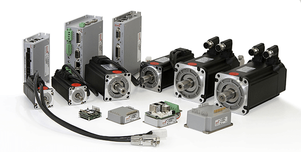 Servo motors of different sizes and related components